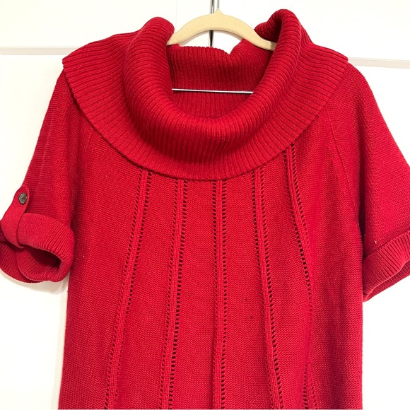 Banana Republic 100% cotton Red Cowl Turtleneck Short Sleeve Sweater - Picture 5 of 11
